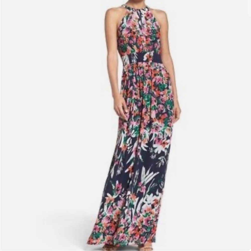 Eliza J Floral Maxi Dress - Black, Pink, Green